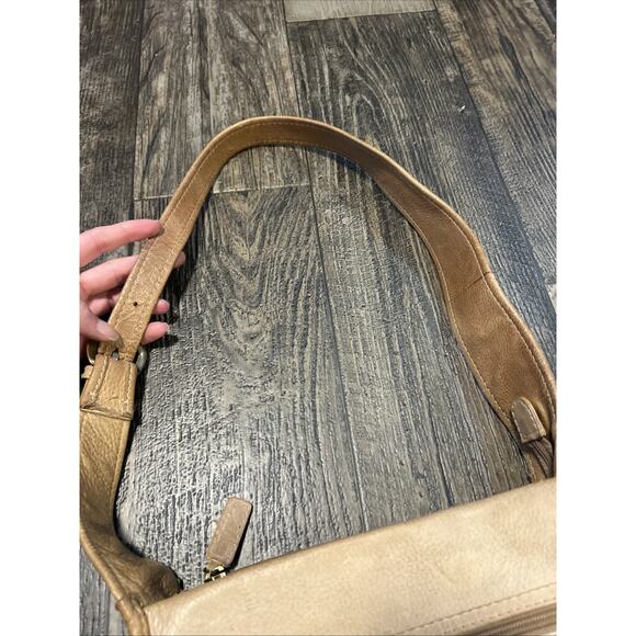 Fossil Vintage Leather Messenger Bag Pebbled Light Brown Shoulder Thick - Picture 3 of 10